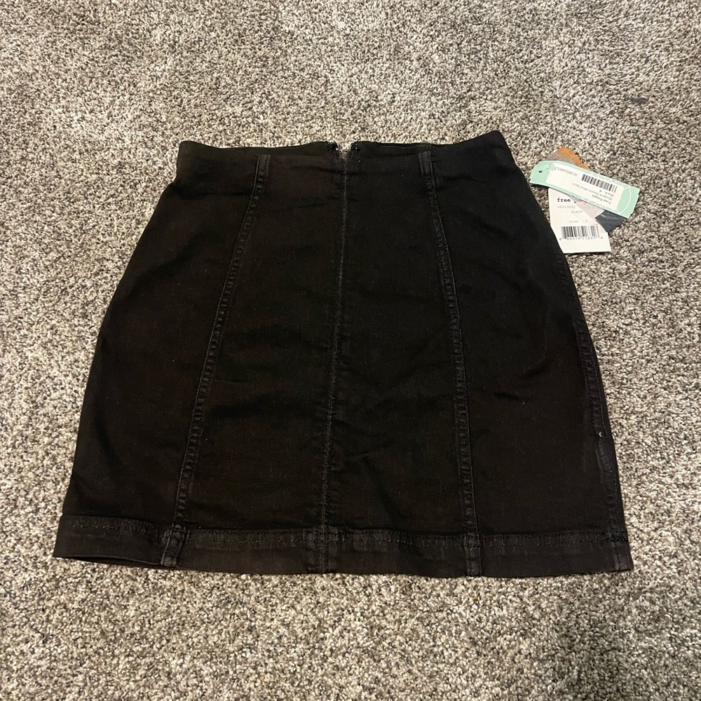 Free People Black Denim Skirt